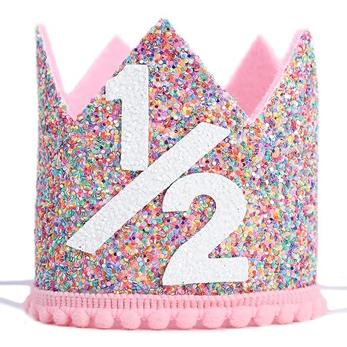 Half Birthday Glitter Crown