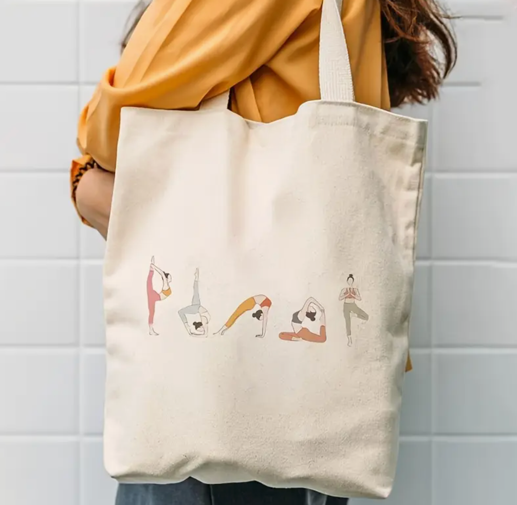 Yoga-Inspired Canvas Tote Bag
